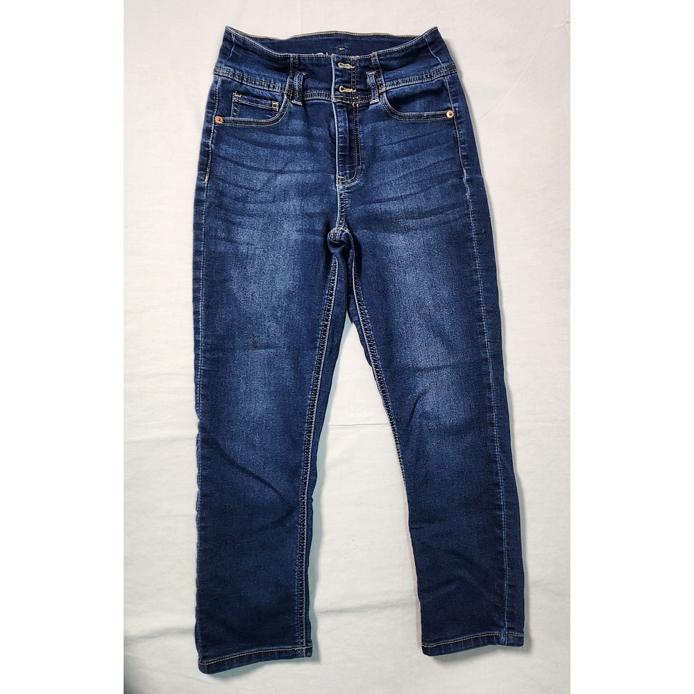 No Boundaries Denim Blue Jeggings Double Button 7  Mid Rise Dark Wash Skinny